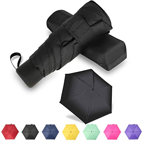 GAOYAING Compact Travel Umbrella with Case Sun&Rain Lightweight Small and Compact Suit for Pocket Black