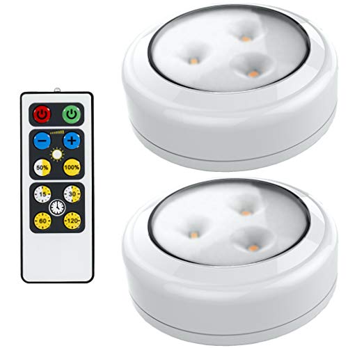 Brilliant Evolution LED Puck Light 2 Pack with Remote | Wireless LED Under Cabinet Lighting | Under Counter Lights for Kitchen | Battery Operated Lights | Under Cabinet Light | Battery Powered Lights
