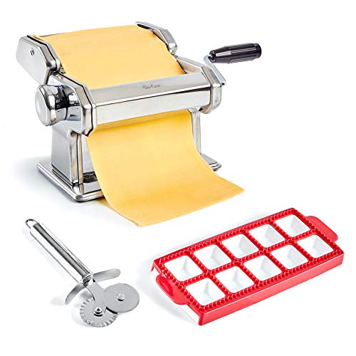 Uno Casa Pasta Maker - Pasta Roller Noodle Maker Machine - Pasta Roller with Pasta Cutter and Ravioli Mold