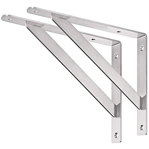 DOKU 14' Shelf Bracket, Max Load 500 lb Heavy Duty Stainless Steel Right Angle Bracket, Wall Mounted Support L Brackets for Table Bench, Pack of 2…