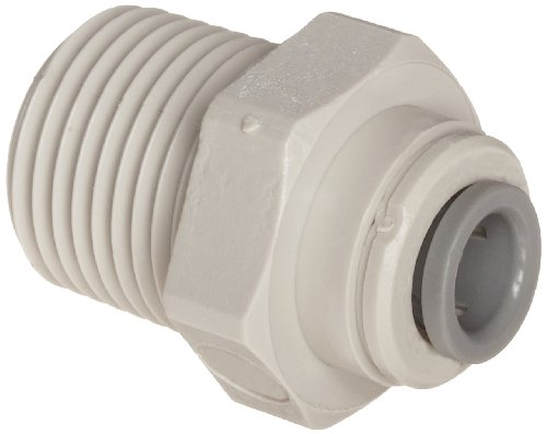 John Guest Acetal Copolymer Tube Fitting, Straight Adaptor, 1/4' Tube OD x 1/8' NPTF Male (Pack of 10)