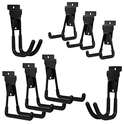Slatwall Garage Hooks Heavy Duty, Multi Size Storage Utility Hooks for Slatwall, Bike Ladder Hooks for Garage, 8 Pack