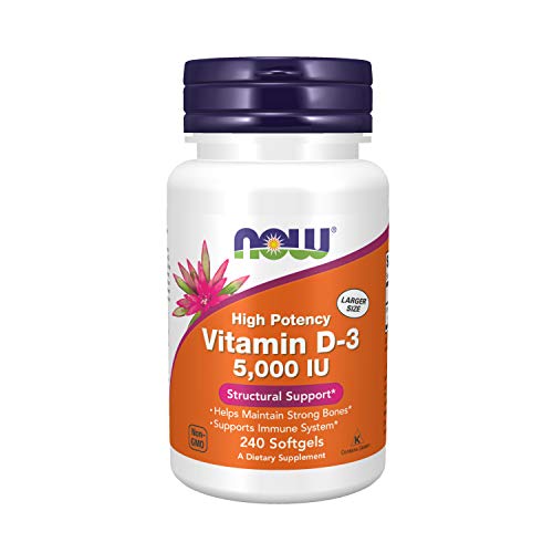 NOW Foods Supplements, Vitamin D-3 5,000 IU, High Potency, Structural Support*, 240 Softgels