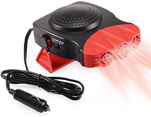 Electronic Car Heater Portable Auto Heater Fan Fast Heating Defrost 12V 150W Car Heater, Plug Into Cigarette Lighter, 2 in 1 Heating/Cooling Function 3-Outlet 360 Degree Rotary(Red)