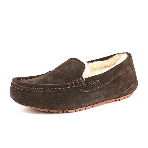 DREAM PAIRS Women's Auzy-01 Brown Faux Fur Moccasin Slippers 6.5-7 B(M) US