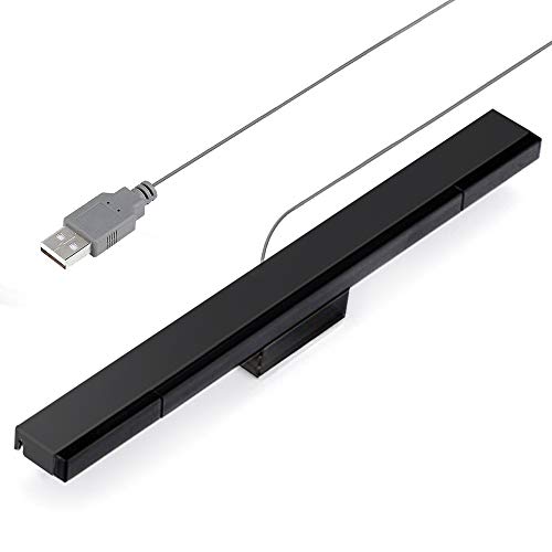 SOONORY USB Wired Wii Sensor Bar, Replacement Infrared IR Ray Motion Sensor Signal Receiver for Nintendo Wii and Wii U Console with Stable Stand(Black)