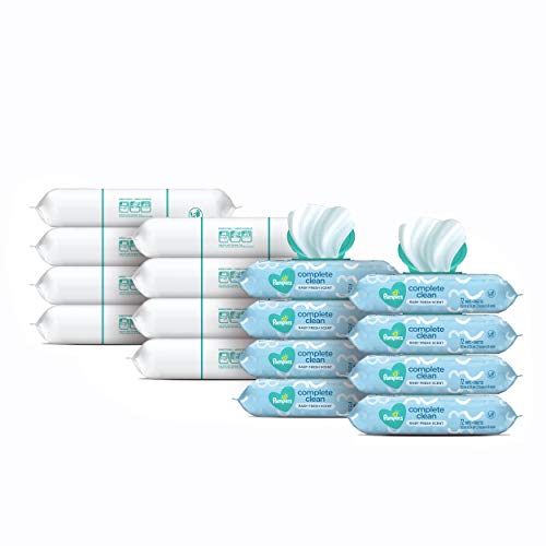 Baby Wipes, Pampers Complete Clean Scented Baby Diaper Wipes, 8X Pop-Top Packs and 8 Refill Packs for Dispenser Tub, 1152 Total Wipes (Packaging May Vary)