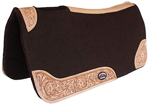 CHALLENGER Horse Saddle PAD Western Contoured Wool Felt Moisture Wicking Brown 39RT03BR