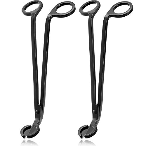 Candle Wick Trimmer Candle Cutter Stainless Steel Wick Clipper Scissor Candle Tool (Matte Black, 2 Pieces)