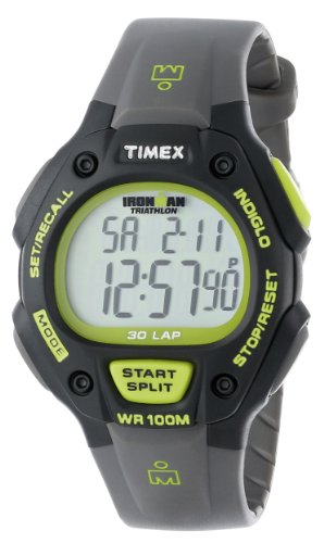 Timex Men's T5K692 Ironman Classic 30 Full-Size Gray/Black/Green Resin Strap Watch