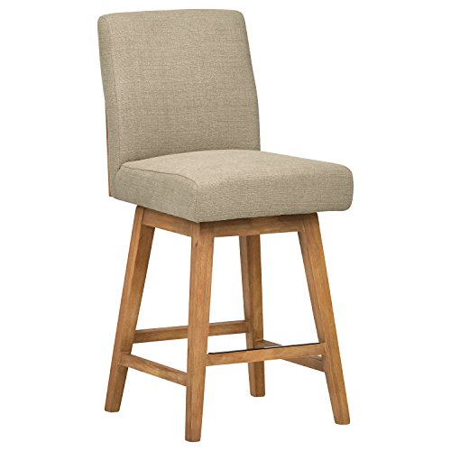 Amazon Brand – Stone & Beam Sophia Modern Swivel Kitchen Counter Height Stool, 39.4'H, Hemp