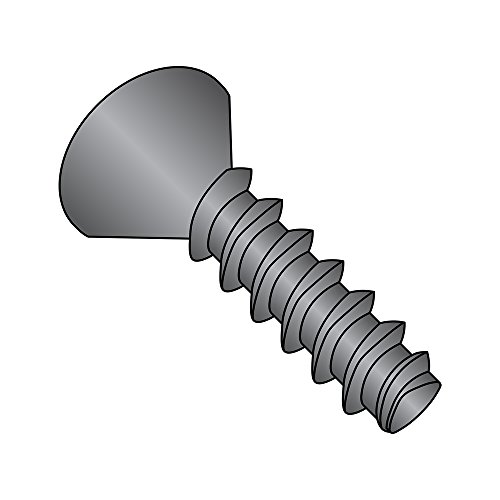 Steel Thread Rolling Screw for Plastic, Black Oxide Finish, 82 Degree Flat Head, Phillips Drive, #4-20 Thread Size, 3/8' Length (Pack of 100)