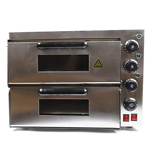 Electric Pizza Oven Countertop Pizza Ovens Stainless Steel Pizza Ovens w/Doublee Layer/Deck Time/Temperature Control Pizza Oven for Home/Commercial Kitchen 110V 3000W