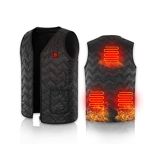 Heated Vest ,Unisex Heated Clothing Lightweight 5V USB Charging Heated Jacket 3 Heating Pads for Back & Waist, 3-Gear Temp, Power bank is not Included