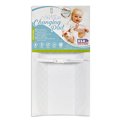 LA Baby Waterproof Contour Changing Pad, 30' - Made in USA. Easy to Clean w/Non-Skid Bottom, Safety Strap, Fits All Standard Changing Tables/Dresser Tops for Best Infant Diaper Change