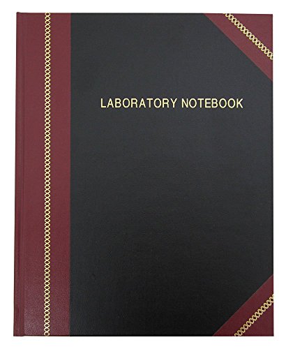 BookFactory Lab Notebook/Laboratory Notebook - Professional Grade - 96 Pages, 8' x 10' (Ruled Format) Black and Burgundy Imitation Leather Cover, Smyth Sewn Hardbound Student (LRU-096-SRS-A-LKMST1)