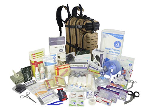 Lightning X Stocked EMS/EMT Trauma & Bleeding First Aid Responder Medical Backpack + Kit - TAN/Black