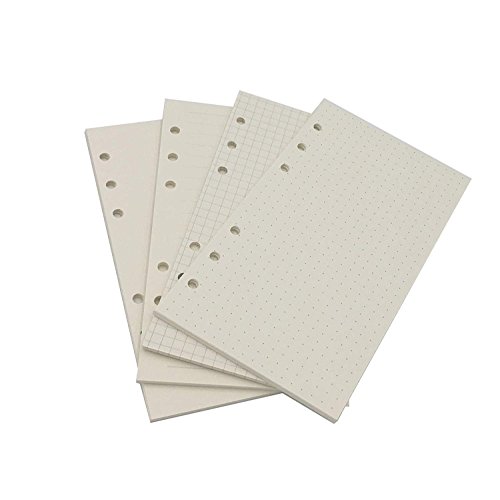 A6 Looseleaf Binder Paper Refills Set from Chris.W, 80 Sheets, Dot Grid/Square Grid/Ruled/Blank Mixed (6.73x3.7 Inch)