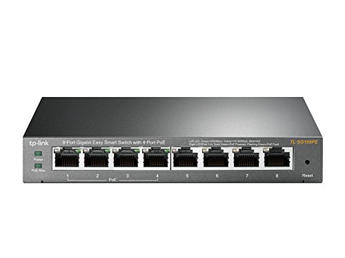 TP-Link 8 Port Gigabit PoE Switch | 4 PoE Port @57W | Easy Smart | Plug & Play | Limited Lifetime Protection | Sturdy Metal | Shielded Ports | Support QoS, Vlan, IGMP and Link Aggregation (TL-SG108PE)