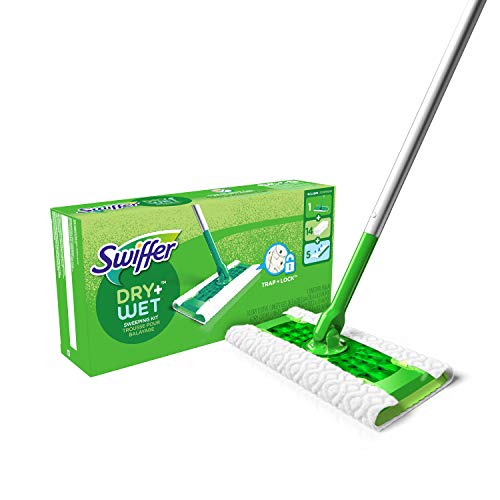 Swiffer Sweeper Dry + Wet All Purpose Floor Mopping and Cleaning Starter Kit with Heavy Duty Cloths, Includes: 1 Mop, 19 Refills