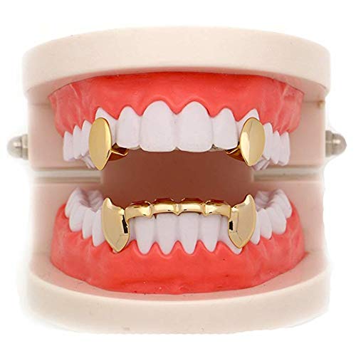 mainlead 14k Gold Plated for Mouth Top Bottom Grills Hip Hop Teeth Set