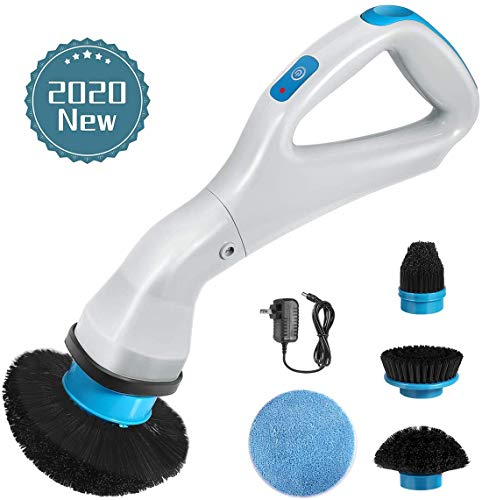 Electric Spin Scrubber, 360 Power Bathroom Scrubber, Handheld Cordless High-Speed Spin Rechargeable Scrubber with 4 Replaceable Cleaning Brush Heads for Tub, Tile, Floor