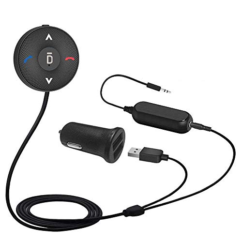 Besign BK03 Bluetooth 4.1 Car Kit for Handsfree Talking and Music Streaming, Wireless Audio Receiver with Dual Port USB Car Charger and Ground Loop Noise Isolator for Car with 3.5mm AUX Input Port