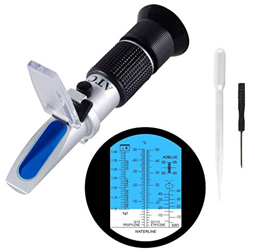 Antifreeze Refractometer 4-in-1 Car Coolant Tester Battery Refractometer for Checking Freezing Point of Automobile Antifreeze Systems Battery Fluid Condition, Glycol, Coolant, Antifreeze Tester