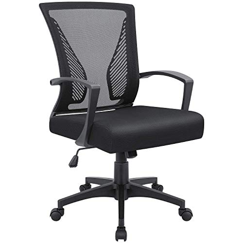 VICTONE Office Mid Back Mesh Chair Ergonomic Swivel Lumbar Support Desk Computer Chair (Black)