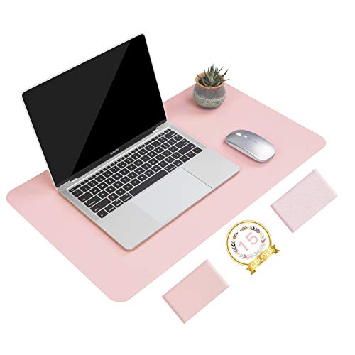 Non-Slip Desk Pad, Waterproof PVC Leather Desk Table Protector, Ultra Thin Large Mouse Pad, Easy Clean Laptop Desk Writing Mat for Office Work/Home/Decor(Pink, 23.6' x 13.7')