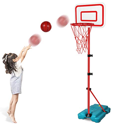 N/C Kids Basketball Hoop Stand Adjustable Height 2.9 ft -6.2 ft Indoor Basketball Hoop Outdoor Toys Outside Backyard Games Mini Hoop Basketball Goal Gifts for Boys Girls Toddlers Age 3 4 5 6 7 8