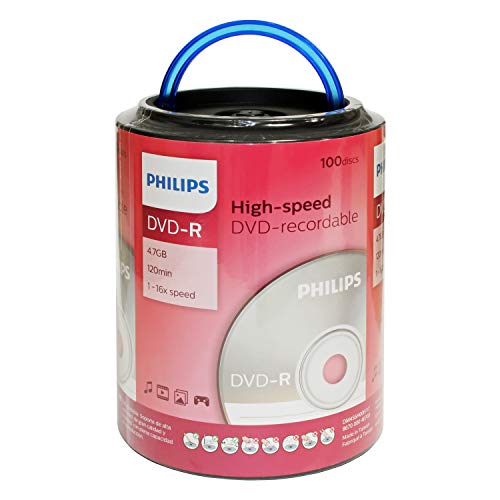 Philips 16X DVD-R Media 100 Pack in Spindle with Handle (DM4S6H00F/17)