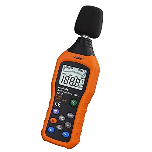 VLIKE LCD Digital Audio Decibel Meter Sound Level Meter Noise Level Meter Sound Monitor dB Meter Noise Measurement Measuring 30 dB to 130 dB MAX Data Hold Function A/C Mode