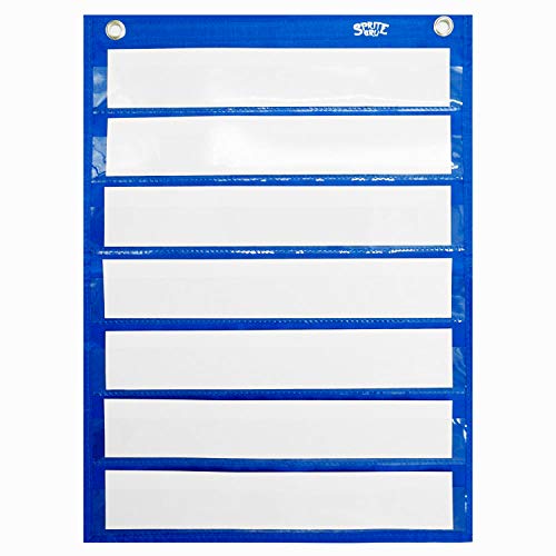Magnetic Pocket Chart with 10 Dry Erase Cards for Standards,Daily Schedule,Activities,Class demonstrations (Blue)