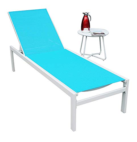 Kozyard Modern Full Flat Alumium Patio Reclinging Adustable Chaise Lounge with Sunbathing Textilence for All Weather, 5 Adjustable Position, Very Light, Anti-Rusty