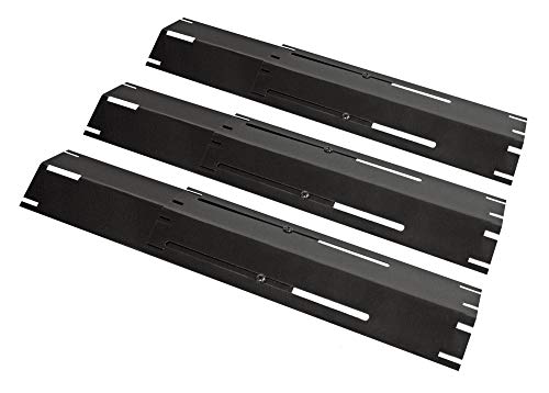 Unicook Heavy Duty Adjustable Porcelain Steel Grill Heat Plate Shield Replacement, Heat Tent, Flavorizer Bar, Burner Cover, Flame Tamer for Gas Grill, Extends from 11.75' up to 21' L, 3 Pack
