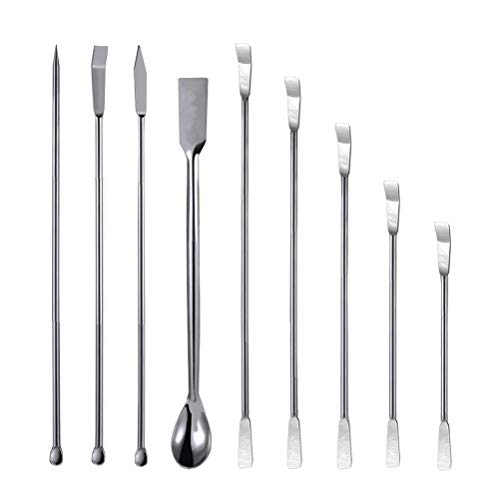 9 Pack Stainless Steel Lab Spatula,Micro Lab Spoon Laboratory Mixing Spatula Set, by Asonlye