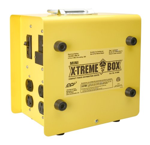 Southwire 19800102 Mini X-Treme Box Portable Temporary Power Distribution Box, Converts (1) L14-30P to (8) 5-20R