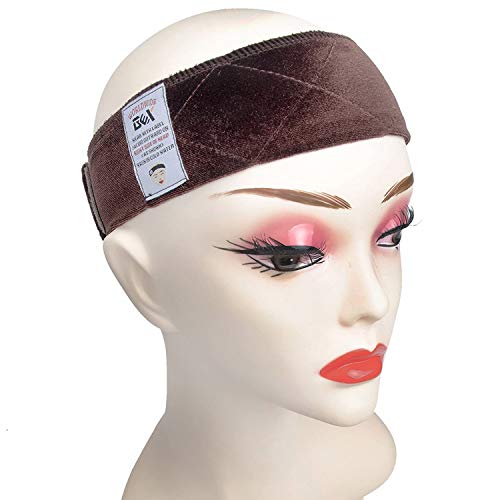 GEX Beauty Flexible Velvet Wig Grip Scarf Head Hair Band Wig Band Adjustable Fastern (Dark Brown)