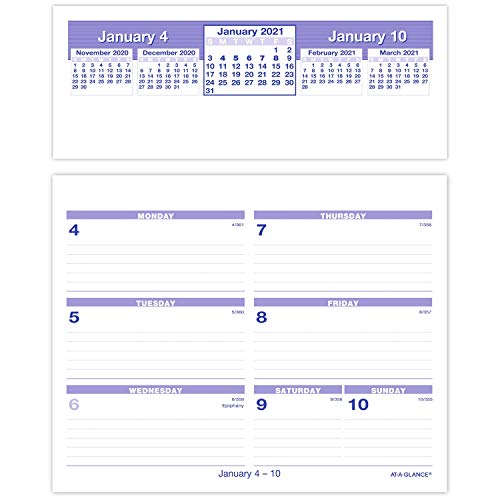 2021 Flip-A-Week Desk Calendar and Base by AT-A-GLANCE, 5-1/2' x 7', Complete Set, Pages Included (SW700X0021)