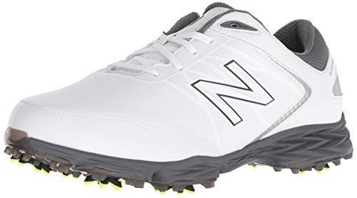 New Balance Men's Striker Waterproof Spiked Comfort Golf Shoe, White/Grey, 13 D D US
