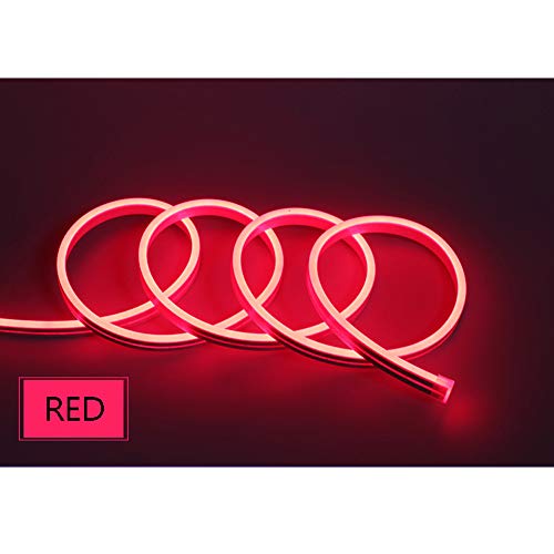iNextStation Neon LED Strip Light 16.4ft/5m 12V DC 600 SMD2835 LEDs Waterproof Flexible LED NEON Light for Indoors Outdoors Decor [ Red | No Power Adapter]