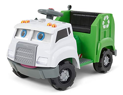 Kid Trax Real Rigs Toddler Recycling Truck Interactive Ride On Toy, Kids Ages 1.5-4 Years, 6 Volt Battery and Charger, Sound Effects, 9 Recycling Accessories Included