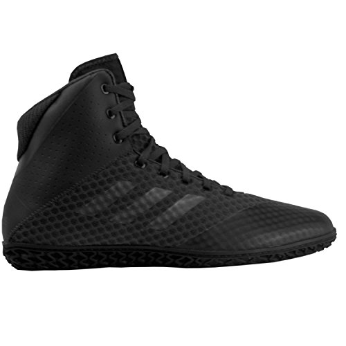 adidas Men's Mat Wizard 4 Wrestling Shoe, Carbon/Metallic/Black, 9.5
