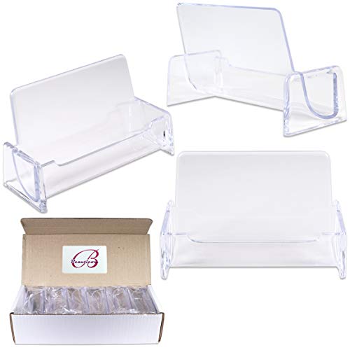 Beauticom 12 Pieces - Clear Plastic Business Card Holder Display Desktop Countertop (Style # 3)
