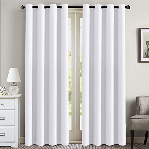 Room Darkening Curtains for Living Room/Dining Room - Curtains 84 inches Long Easy Care Solid Window Treatment Thermal Insulated Grommet Curtains/Drapes (2 Panels, Pure White)