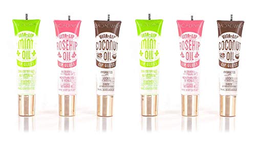 6-PACKS Kiss Broadway Clear Lip Gloss (Mint,Coconut,Rosehip Oil)