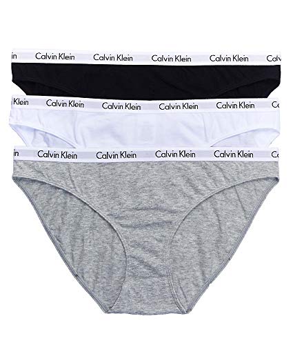 Calvin Klein Women's Carousel Bikini Panty, Black/White/Grey Heather, Large