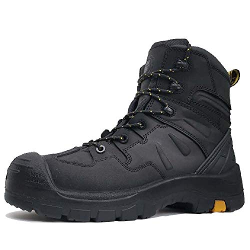 ROCKROOSTER Men's Woodland 6' Composite Toe Industrial & Construction Work Boots for Landscaping, Maintenance, Transportation and Utilities, Metal Free, EH AK609-9.5 Black