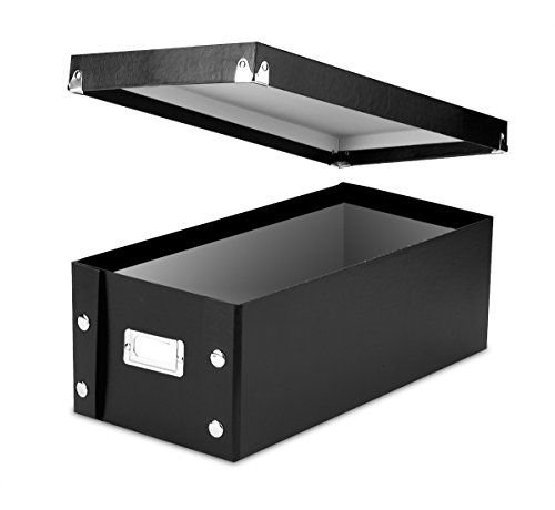 Snap-N-Store DVD Storage Boxes, Set of 2 Boxes, Each 6' x 8.25' x 16.5' Inches, Holds up to 26 DVDs in Cases, Black (SNS01618)
